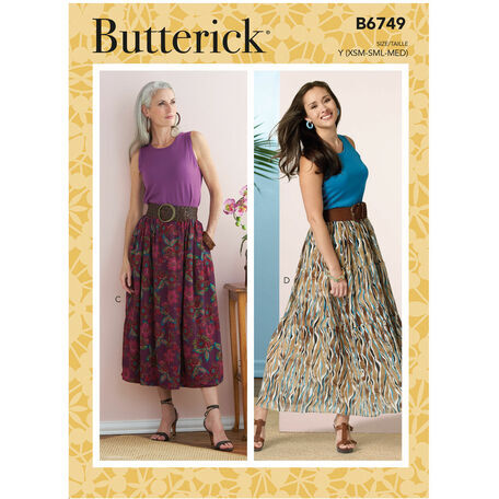 Butterick Pattern B6749 Misses Gathered-Waist Skirts
