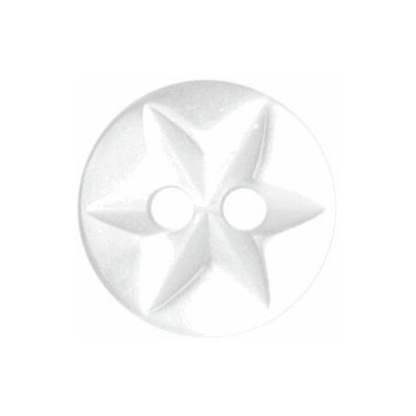 Polyester Star Button - 10mm (White)