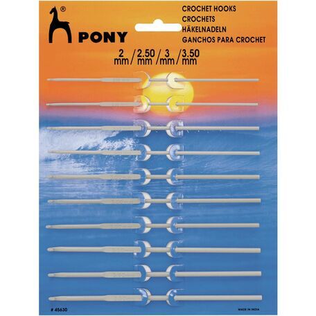 Pony Aluminium Crochet Hooks (10 Assorted Sizes) - 2.00 - 3.50mm