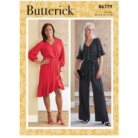 Butterick Pattern B6779 Misses Dress, Jumpsuit & Sash