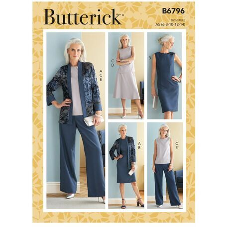 Butterick Pattern B6796 Jacket, Dress, Top, Skirt & Pants
