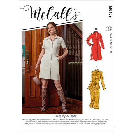 McCalls Pattern M8139 Misses Dresses & Belt
