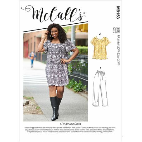 McCalls Pattern M8158 Womens Tops, Dresses, Shorts & Capri Pants