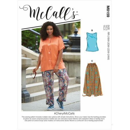 McCalls Pattern M8159 Womens Side Slit Shirt, Top, Skirt & Pants