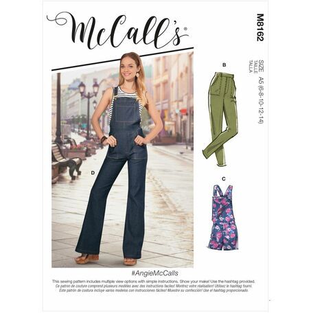 McCalls Pattern M8162 Flared Jeans, Overalls, Skinny Jeans & Shortalls