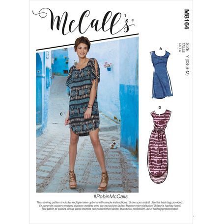McCalls pattern M8164 Misses Pullover Dresses With Sleeve Ties