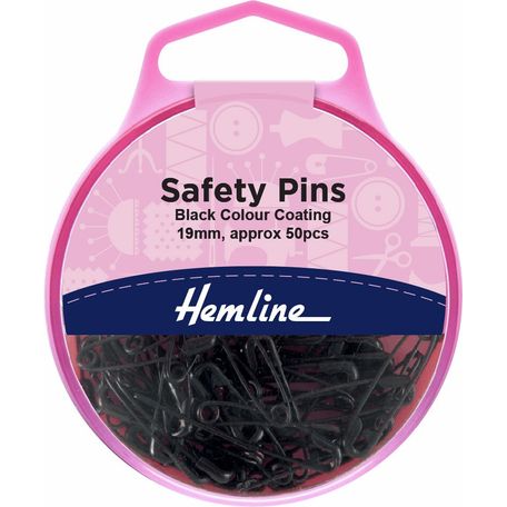Hemline Black Safety Pins - 19mm (50 Pieces)