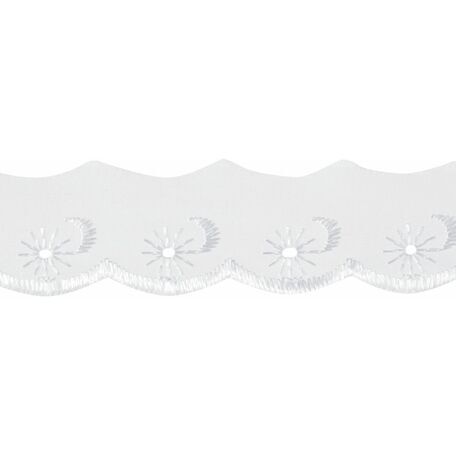 Essential Trimmings Broderie Anglaise Scalloped Lace Trim - 25mm (White) Per metre