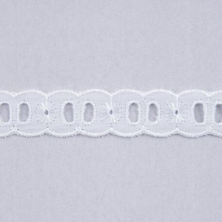 Essential Trimmings Broderie Anglaise Eyelet Lace Trim - 25mm (White) Per metre