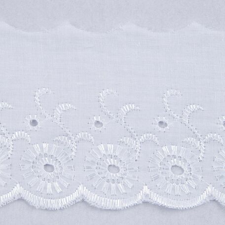 Essential Trimmings Broderie Anglaise Lace Trim - 75mm (White) Per metre