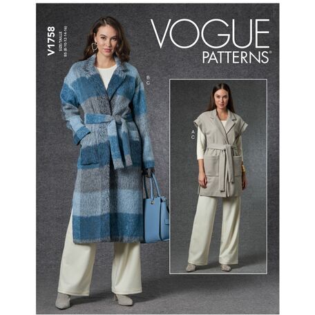 Vogue pattern V1758 Misses Vest, Jacket, Belt & Pants