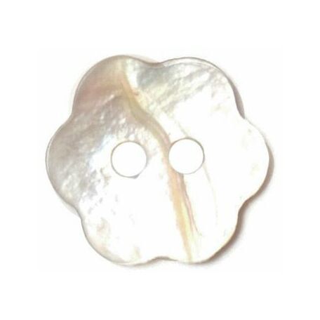 White Shell Flower Button: 2 Holes: 11mm