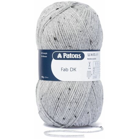 Patons Fab Double Knitting Yarn (100g) - Light Grey Tweed (Pack of 10)