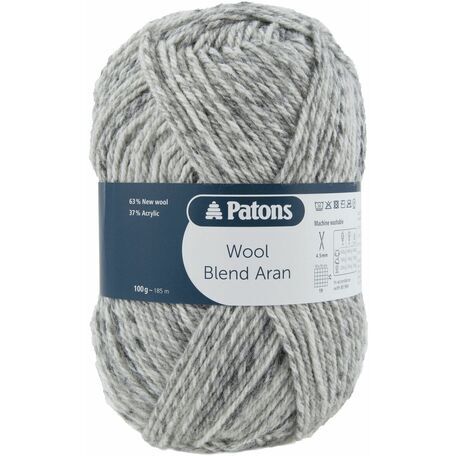 Patons Wool Blend Aran Yarn (100g) - Grey Mix (Pack of 10)
