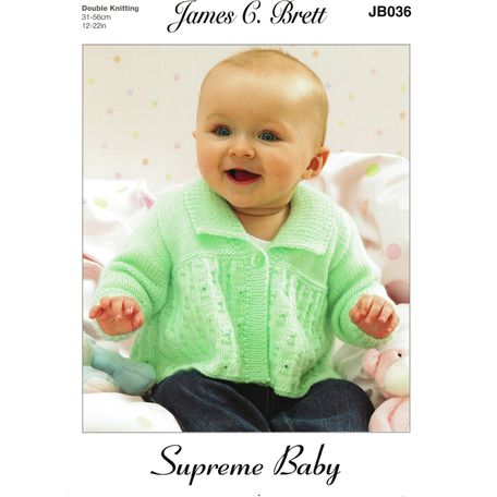 Brett Pattern DK JB036 Babies Cardigan, Scarf &amp; Hat Knitting Pattern