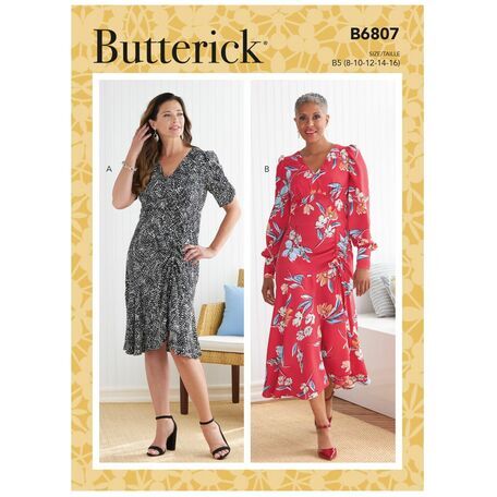 Butterick Pattern B6807 High Waist V-Neck Dress