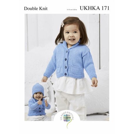 UKHKA 171 Baby Cardigan &amp; Hat Double Knitting Pattern
