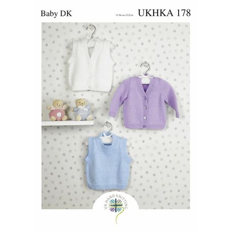UKHKA 178 Baby Cardigans &amp; Tank Top Double Knitting Pattern