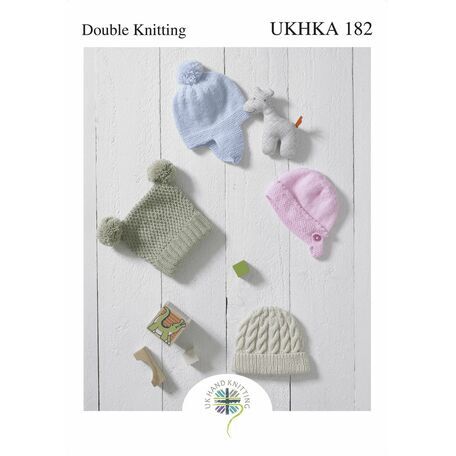 UKHKA 182 Baby Hats Double Knitting Pattern