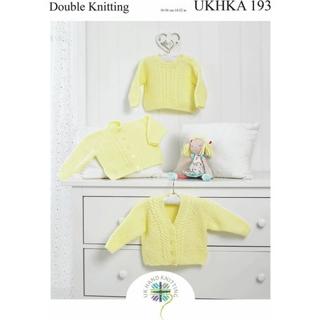 UKHKA 193 Baby Cardigans Double Knitting Pattern