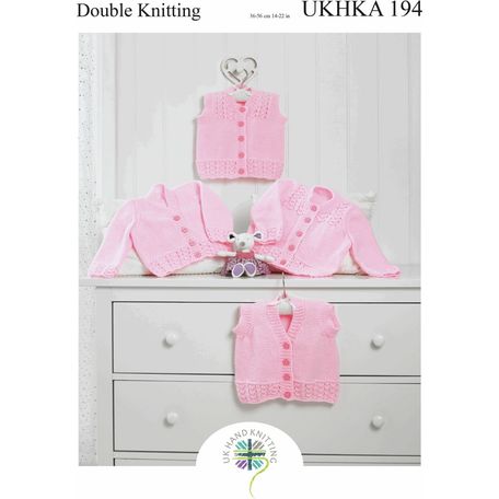 UKHKA 194 Baby Cardigans &amp; Jumper Double Knitting Pattern
