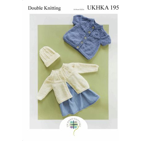 UKHKA 195 Baby Cardigans &amp; Hat Double Knitting Pattern