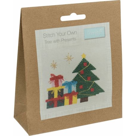 Trimits Christmas Tree With Presents Counted Cross Stitch Kit