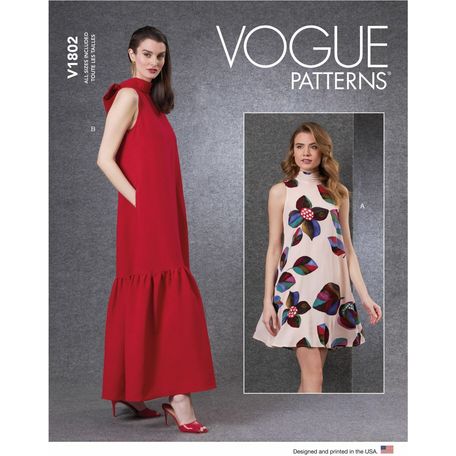 Vogue Pattern V1802 Women's Loose Fitting Dresses from 17.50