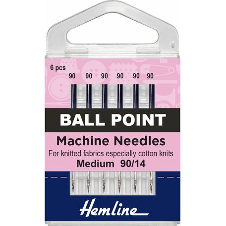 Hemline Ball Point Sewing Machine Needles - Medium/Heavy 90/14 (6 Pieces) - 5 Packs