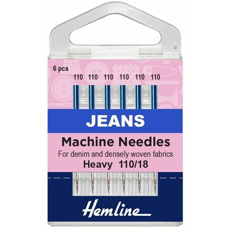 Hemline Jeans Sewing Machine Needles - Heavy, 110/18 (6 Pieces)
