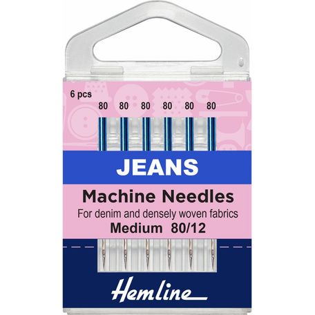 Hemline Jeans Sewing Machine Needles - Medium 80/12 (6 Pieces) - 5 Packs