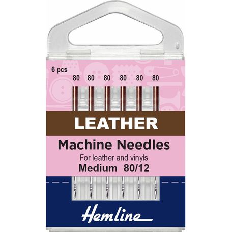 Hemline Leather Sewing Machine Needles - Medium 80/12 (6 Pieces) - 5 Packs
