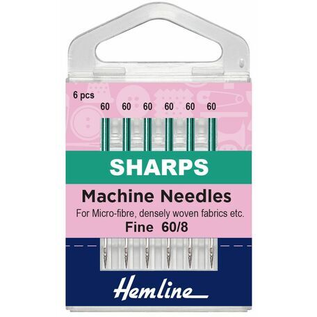 Hemline Sharps Sewing Machine Needles - Extra Fine 60/8 (6 Pieces)