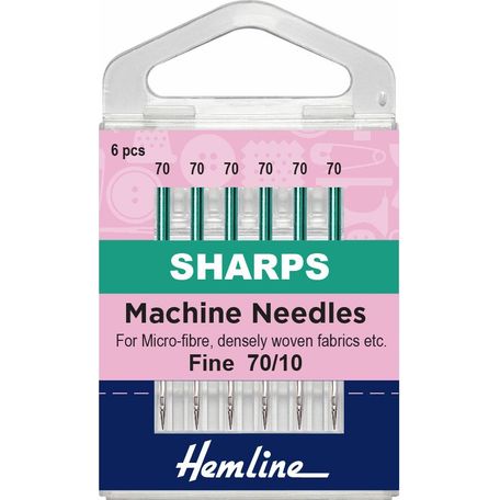 Hemline Sharps Sewing Machine Needles - Fine 70/10 (6 Pieces) - 5 Packs