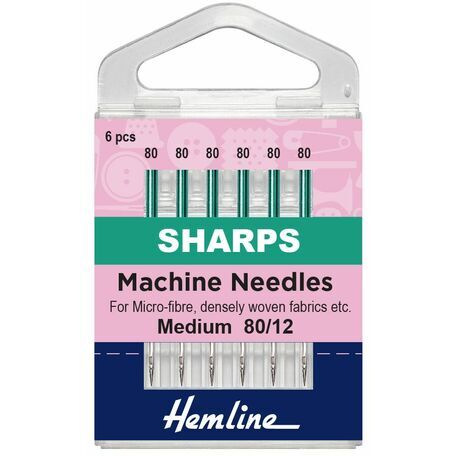 Hemline Sharps Sewing Machine Needles - Medium 80/12 (6 Pieces)