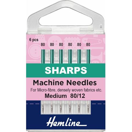 Hemline Sharps Sewing Machine Needles - Medium 80/12 (6 Pieces) - 5 Packs