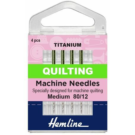 Hemline Quilting Sewing Machine Titanium Needles - Medium 80/12 (4 Pieces)