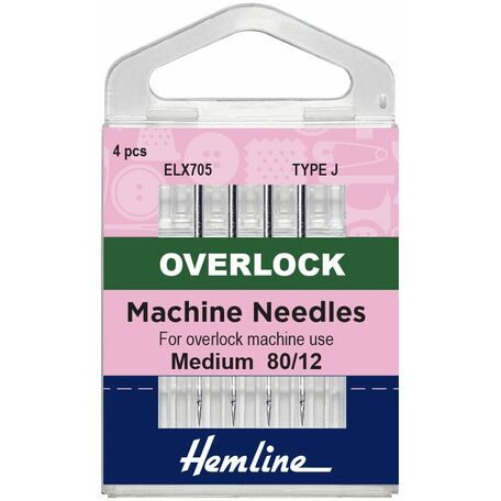 Hemline Overlock/Serger Machine Needles - Type J, 80/12 (4 Pieces)