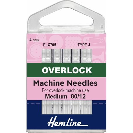 Hemline Overlock/Serger Machine Needles - Type J, 80/12 (4 Pieces) - 5 Packs