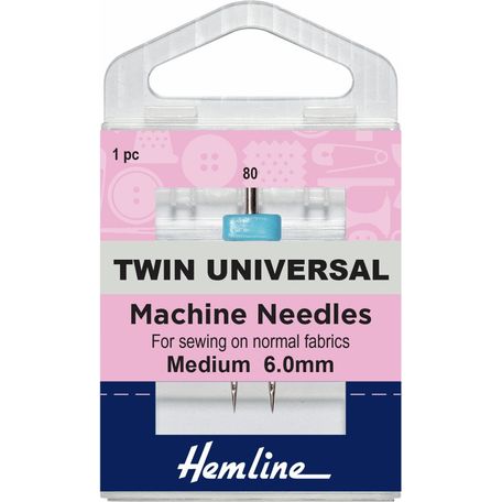 Hemline Twin Universal Sewing Machine Needles - 100/16, 6mm (1 Piece) - 5 Packs
