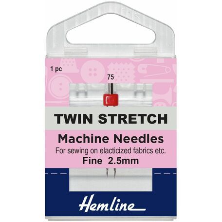 Hemline Twin Stretch Sewing Machine Needles - 75/11, 2.5mm (1 Piece)