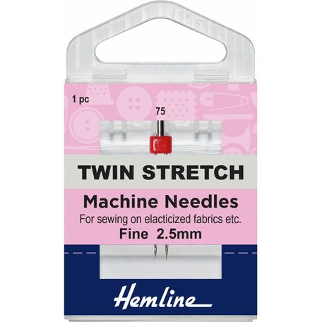 Hemline Twin Stretch Sewing Machine Needles - 75/11, 2.5mm (1 Piece) - 5 Packs