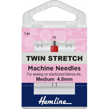 Hemline Twin Stretch Sewing Machine Needles - 75/11, 4mm (1 Piece) - 5 Packs