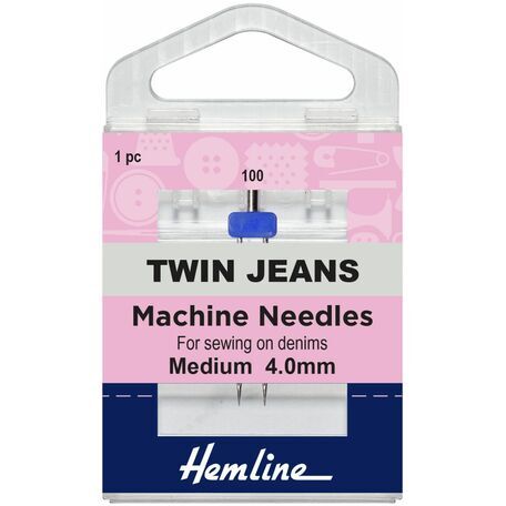 Hemline Twin Jeans Sewing Machine Needles - 100/16, 4mm (1 Piece)