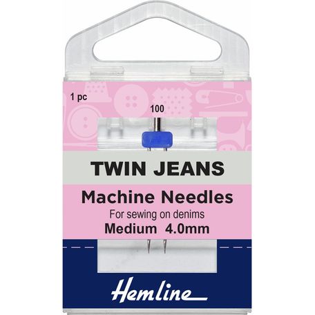 Hemline Twin Jeans Sewing Machine Needles - 100/16, 4mm (1 Piece) - 5 Packs