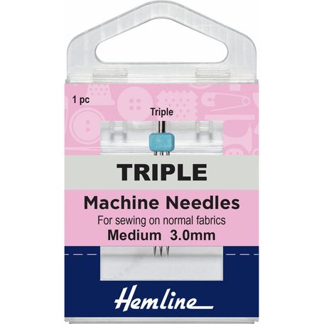 Hemline Triple Universal Sewing Machine Needles - 80/12 (1 Piece) - 5 Packs