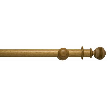 Hallis Modern Country 45mm Light Oak Curtain Pole Set with Ribbed Ball Finial