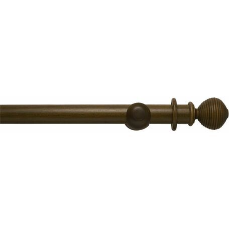 Hallis Modern Country 45mm Dark Oak Curtain Pole Set with Ribbed Ball Finial