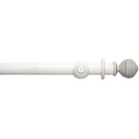 Hallis Modern Country 45mm Brushed Ivory Curtain Pole Set with Ribbed Ball Finial