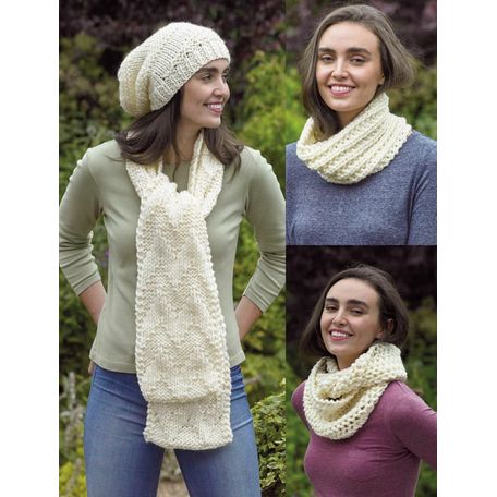 James C Brett JB781 Chunky Knitting Pattern - Hat, Scarf &amp; Snood